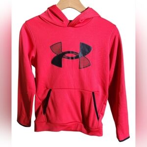 Under Armour Cold Gear Big Boys Big Logo Fleece Hoodie Red/Black  Sz YMD
